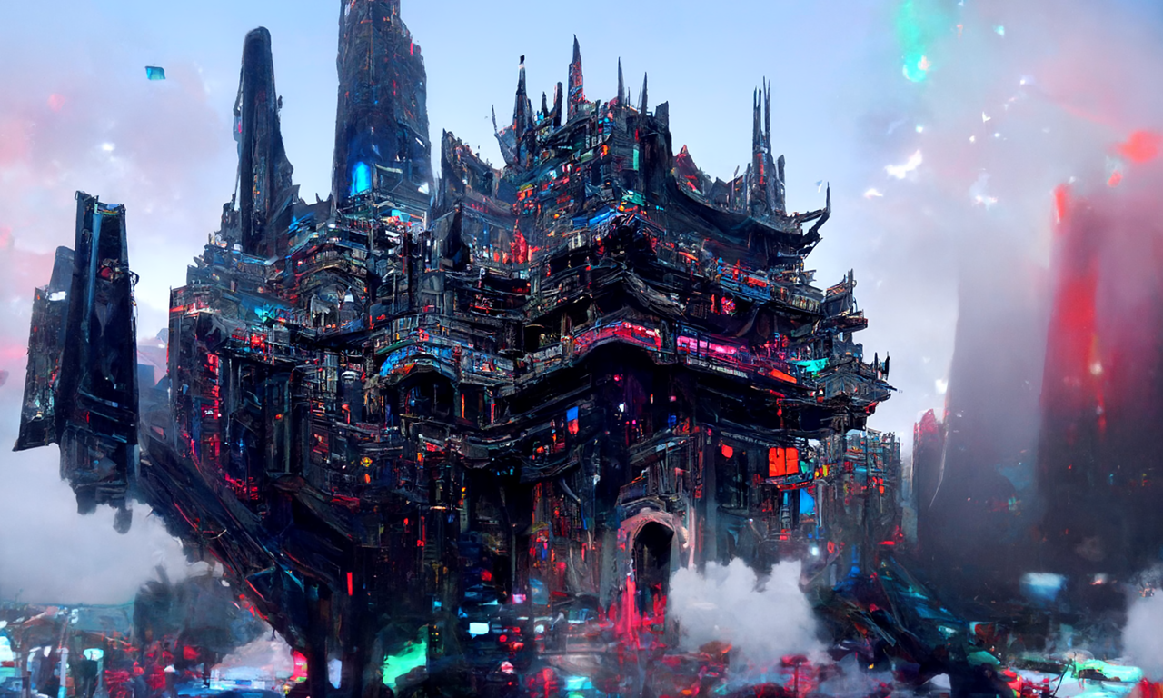 Beautiful Fantasy Artwork Of A Celestial Cyberpunk Castle By Rehamalo