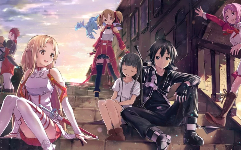 Asuna Yuuki Kirito (Sword Art Online) Yui (Sword Art Online) Pina (Sword Art Online) Silica (Sword Art Online) Agil (Sword Art Online) Klein (Sword Art Online) Lisbeth (Sword Art Online) Anime Sword Art Online Image