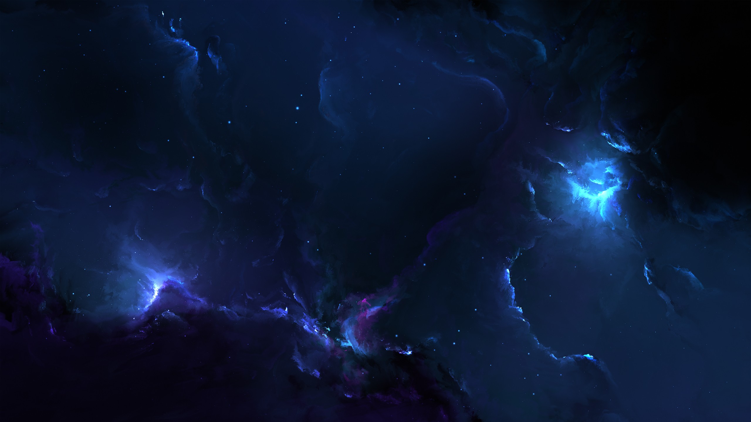 Dark Blue Space Nebula