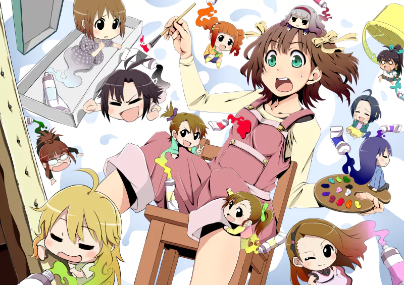 Yayoi Takatsuki Takane Shijou Azusa Miura Iori Minase Chihaya Kisaragi Makoto Kikuchi Miki Hoshii Yukiho Hagiwara Hibiki Ganaha Mami Futami Ami Futami Haruka Amami Ritsuko Akizuki Anime The iDOLM@STER Image