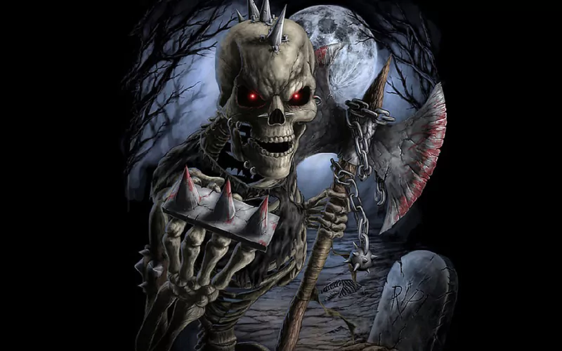 moon forest axe tombstone warrior dark skeleton Image