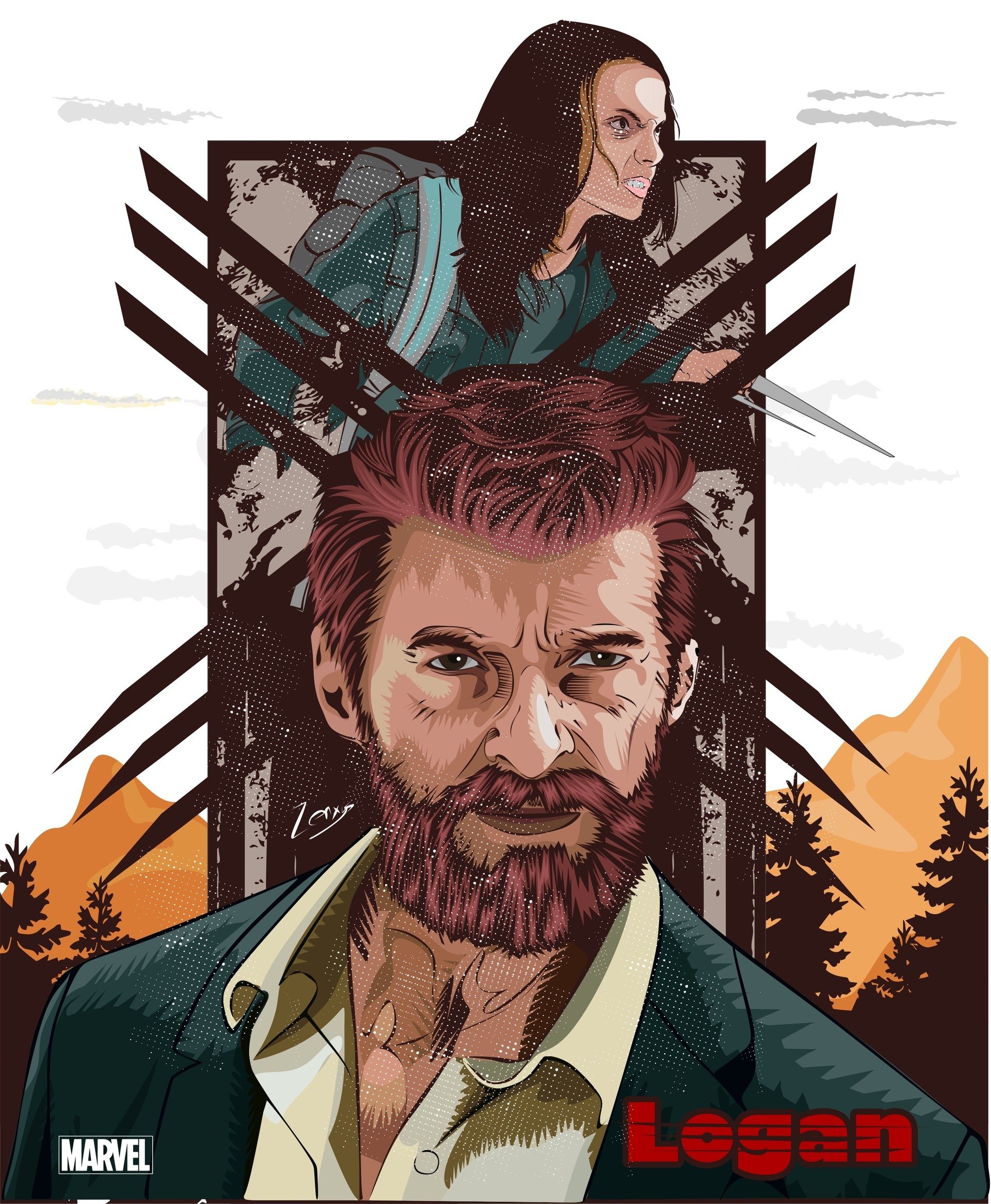 Download Logan Dafne Keen Hugh Jackman Movie Art