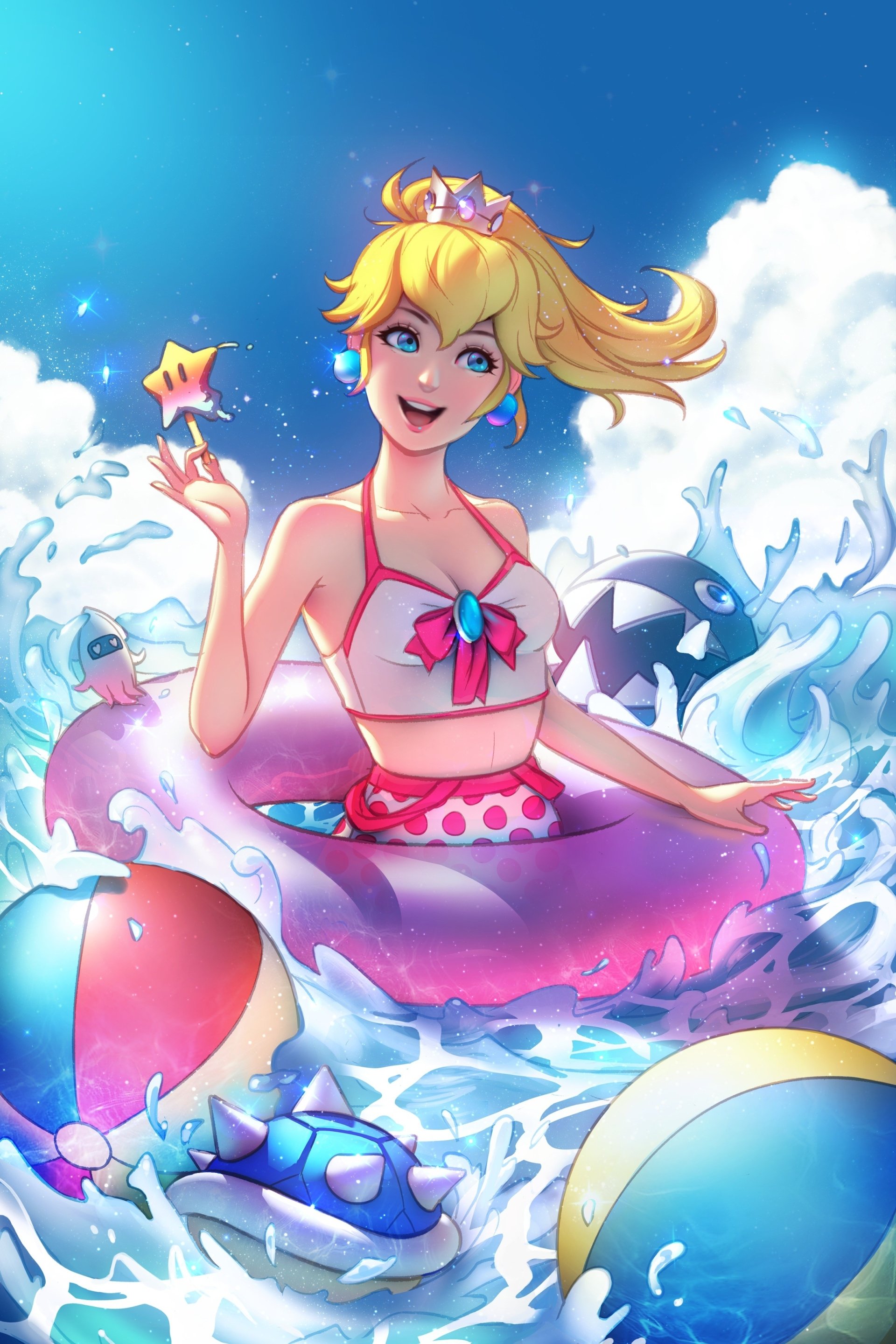Download Blue Eyes Blonde Princess Peach Video Game Mario Art