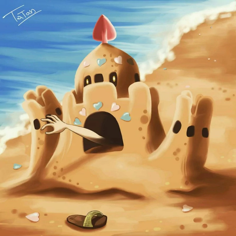 Palossand (Pokémon) video game Pokémon: Sun and Moon sandcastle beach Image