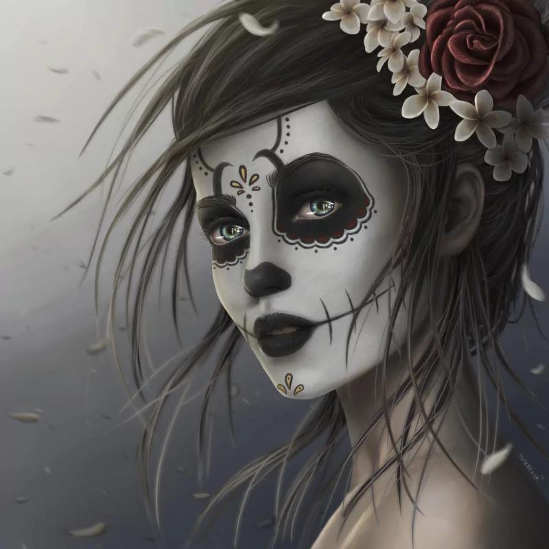 makeup gothic Day of the Dead artistic sugar skull Image