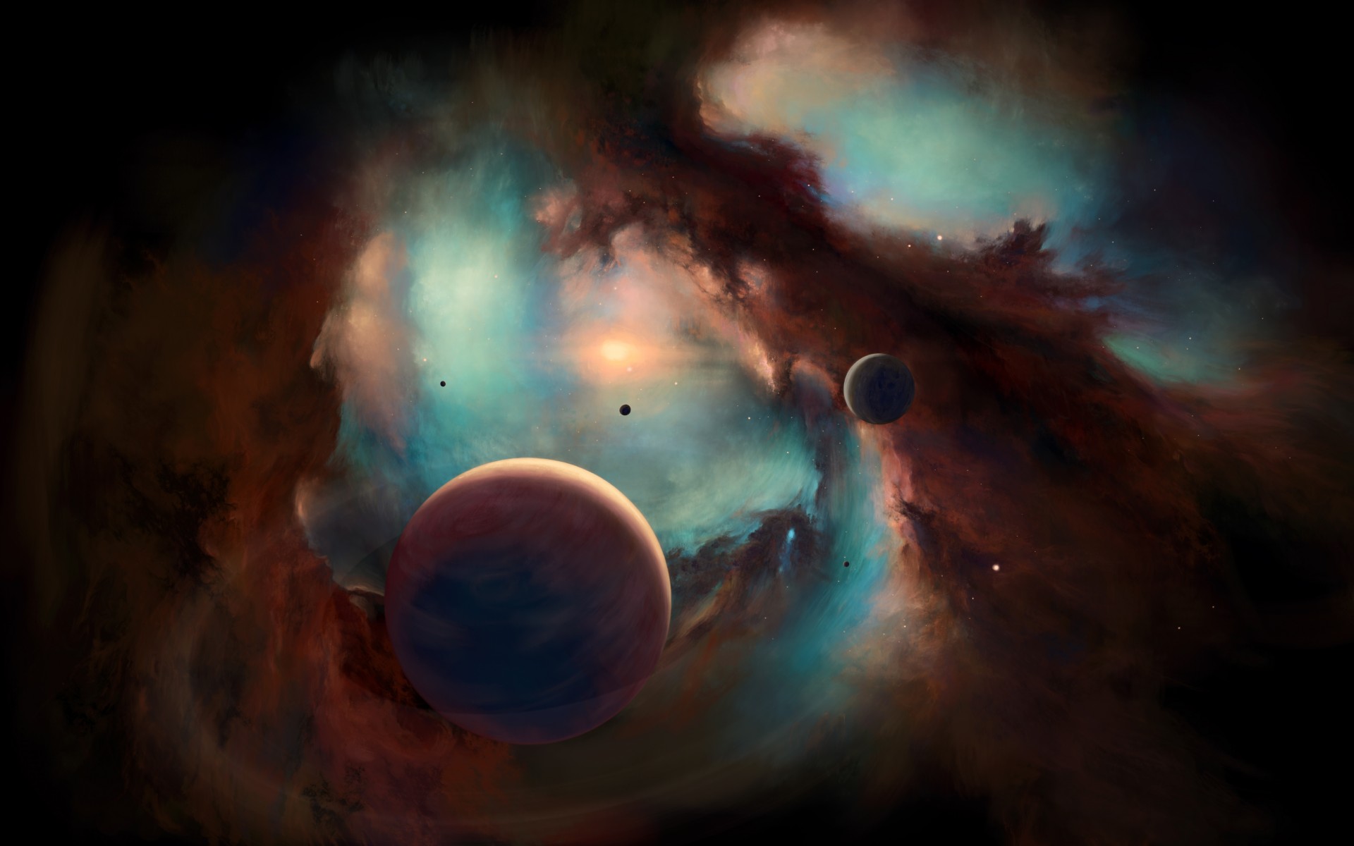 Planets and Nebula by Ekaterinya Vladinakova