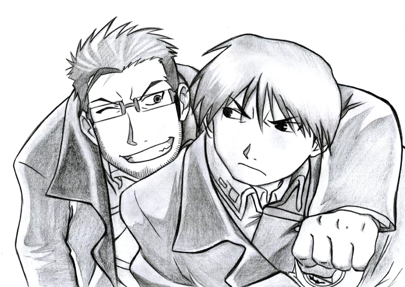  Huges and Mustang Fullmetal Alchemist by flodoyle