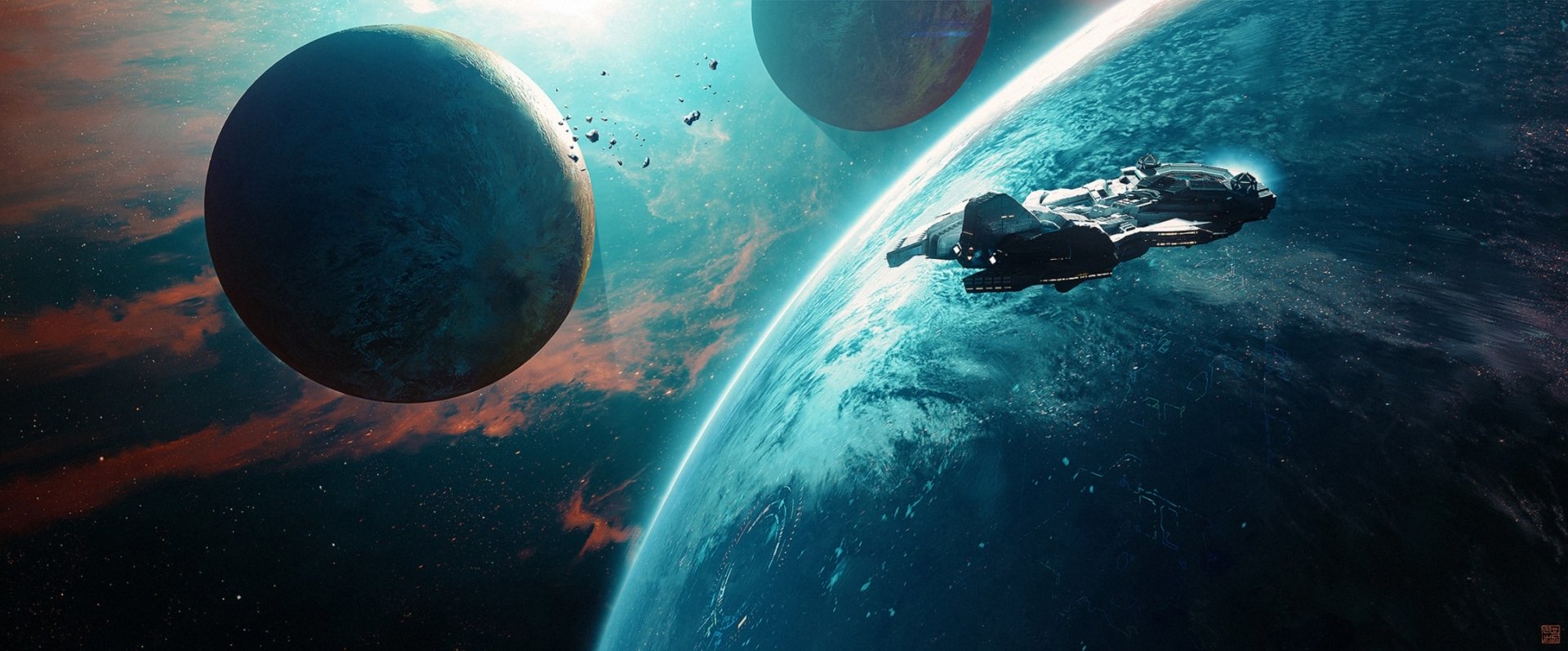 Download Sci Fi Planet Spaceship Art