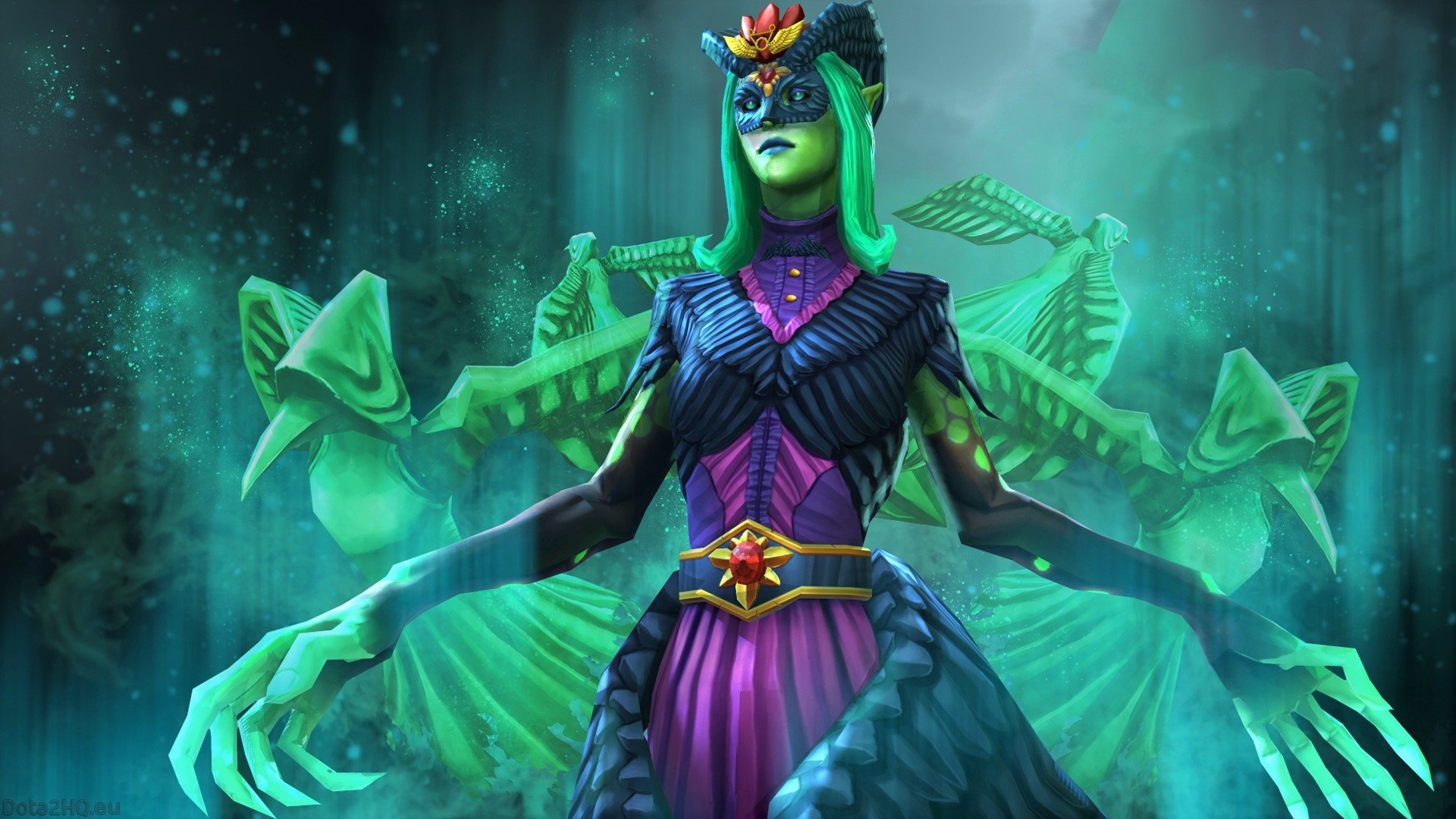 Download Death Prophet (DotA 2) Green Hair Dress Green Creature Fantasy Video Game DotA 2 Art