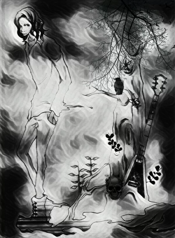 gothic skeleton crow dark monochrome Akinori (lynch.) music lynch. Image