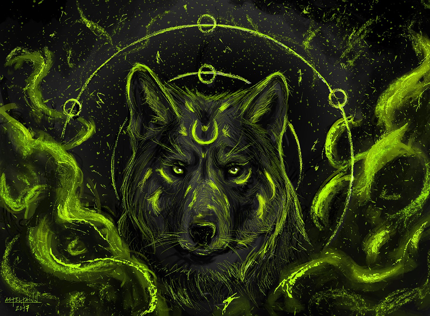 Download Green Fantasy Wolf Art