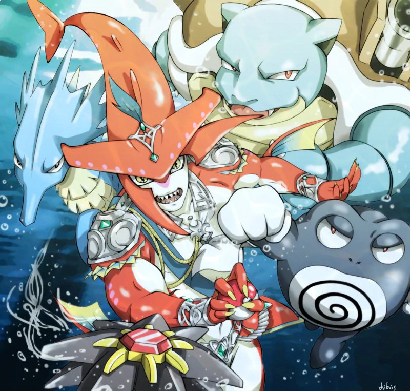 Pokemon The Legend of Zelda: Breath of the Wild Starmie (Pokémon) Seadra (Pokémon) Blastoise (Pokémon) Poliwrath (Pokémon) Sidon (The Legend Of Zelda) video game crossover Image