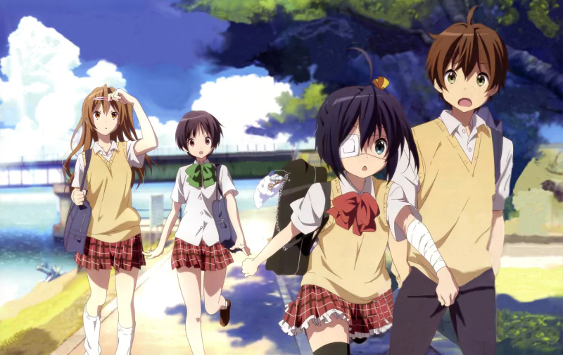 eye patch Kumin Tsuyuri Yūta Togashi Rikka Takanashi Shinka Nibutani Anime Love Chunibyo & Other Delusions Image