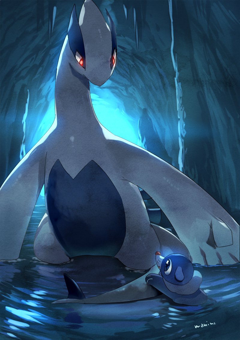 Lugia and Popplio by まにの