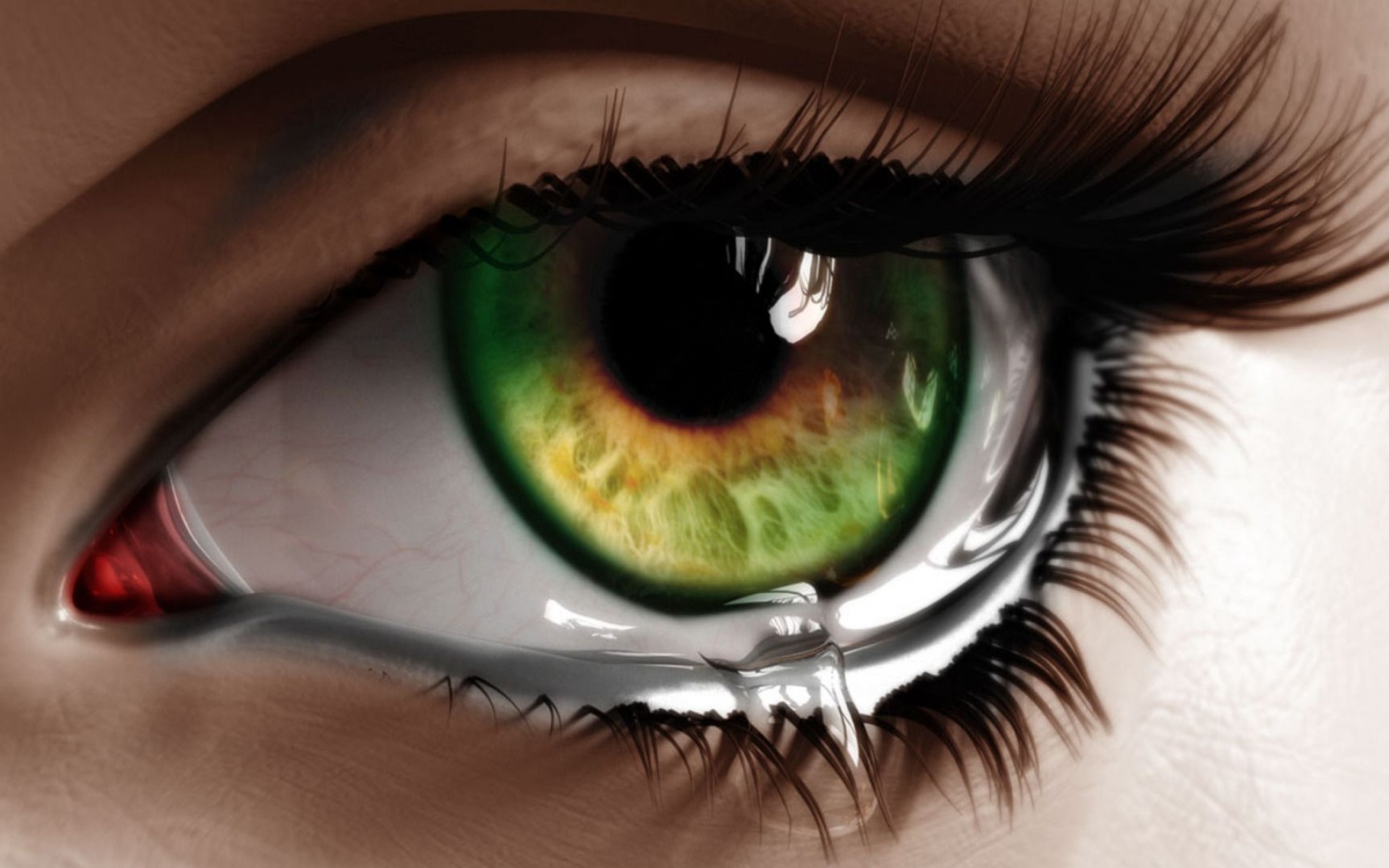 Eye with tear