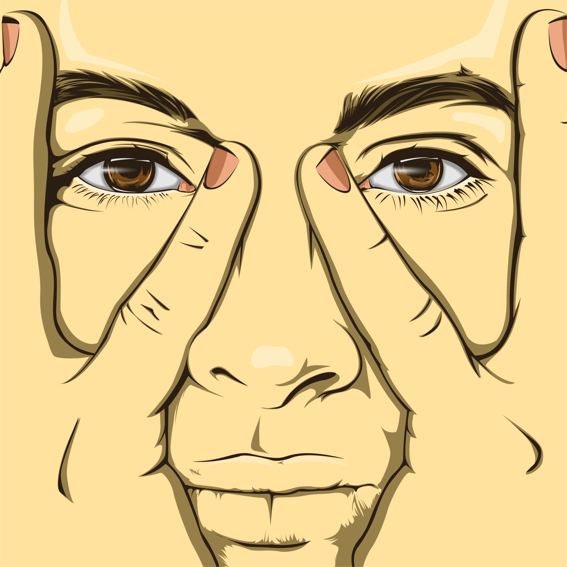 Download Brown Eyes Yellow Eye Hand Face Woman Artistic Art