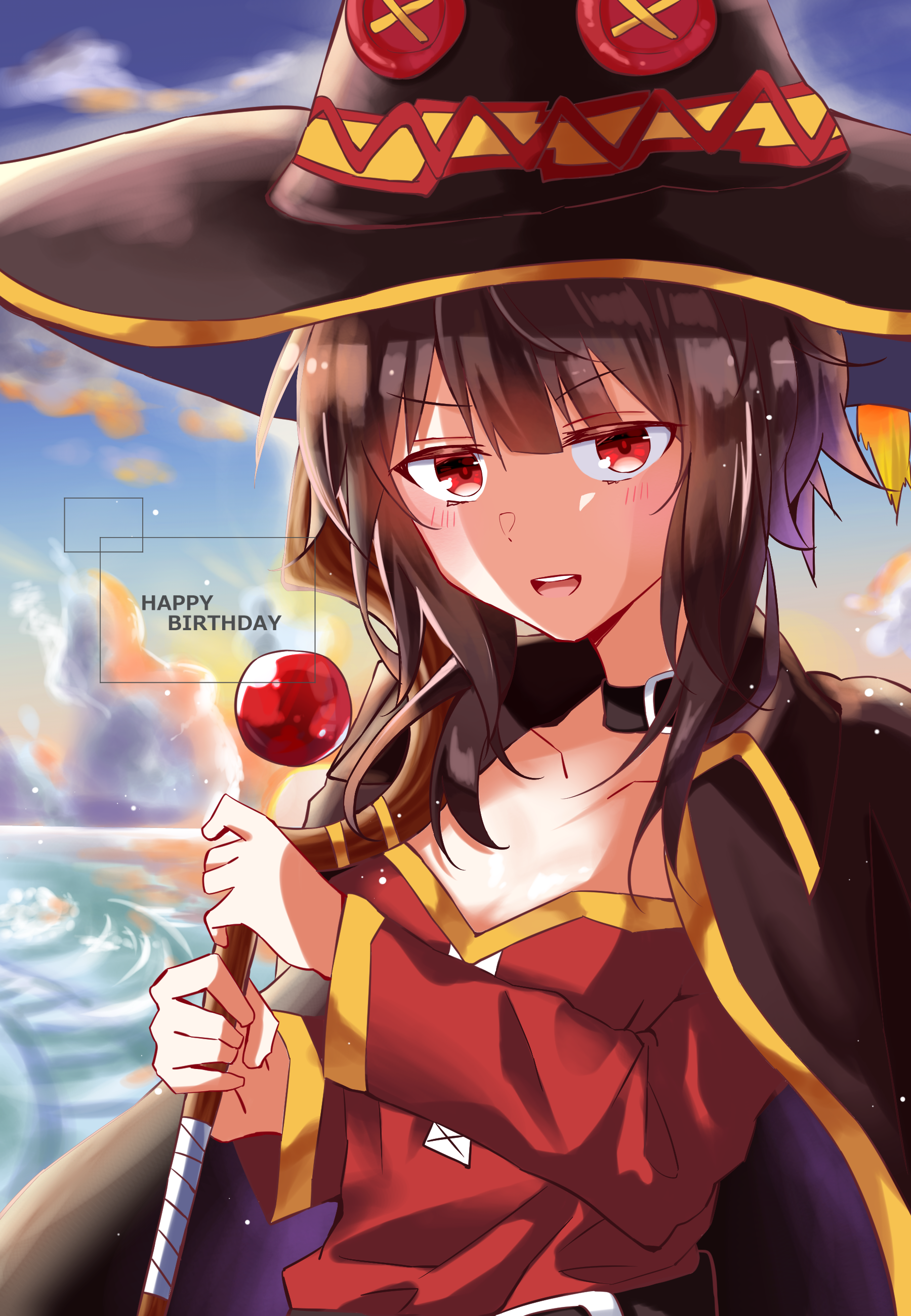 Download Short Hair Hat Red Eyes Staff Megumin (KonoSuba) Anime KonoSuba - God’s Blessing On This Wonderful World!! Art