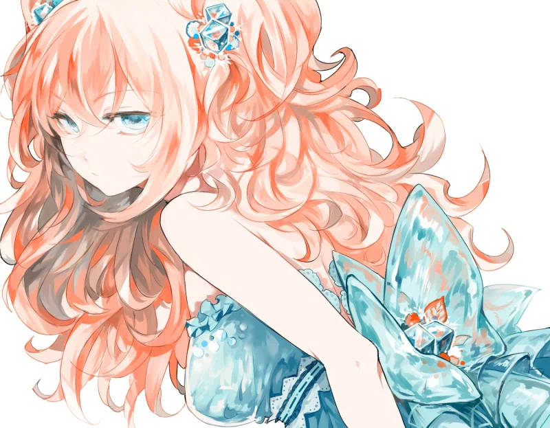 orange flower Anime woman Image