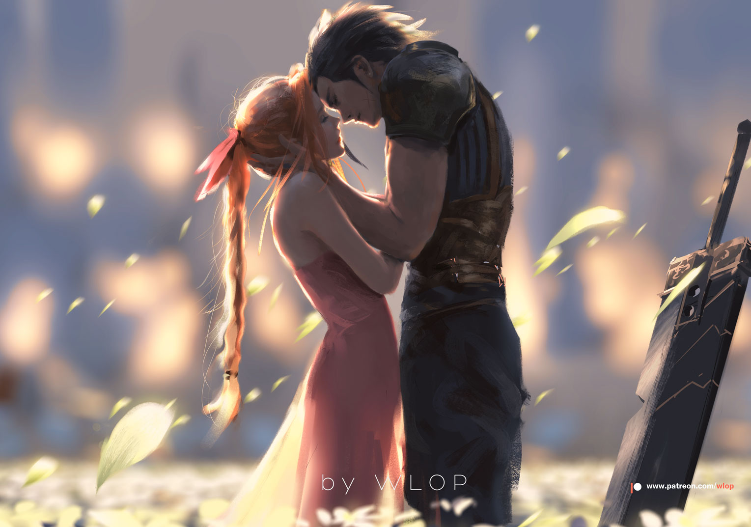 Aerith and Zack by Wang Ling