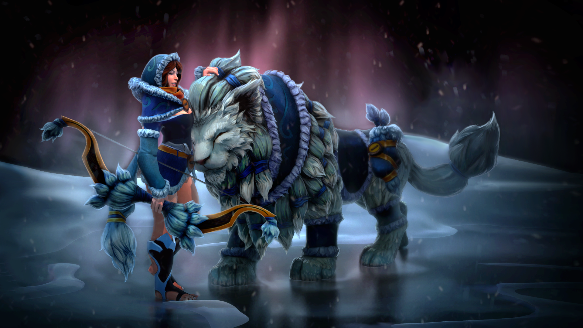 Download Lion Mirana (Dota 2) Bow Winter Woman Warrior Fantasy Video Game DotA 2 Fantasy Winter Art