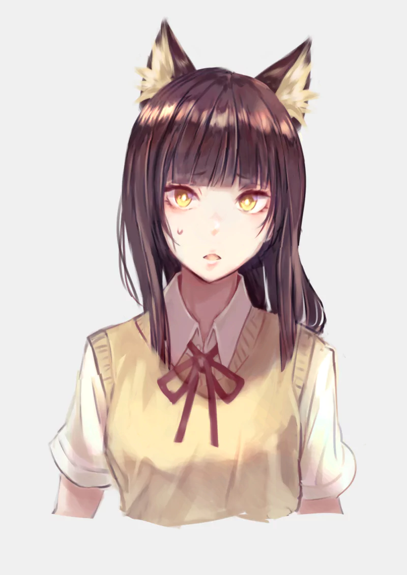 long hair yellow eyes nekomimi Anime Original Image
