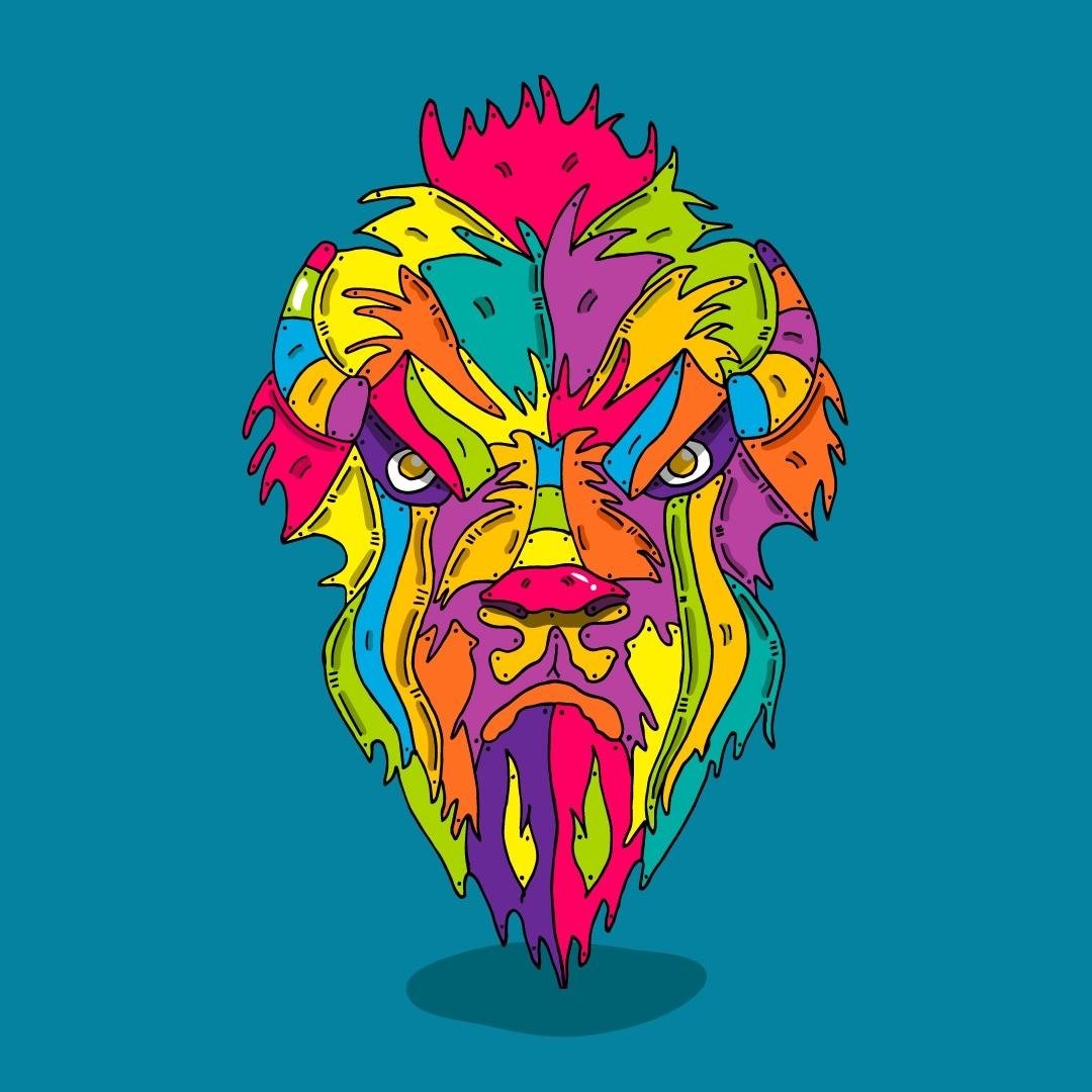 Download Physcedelic Colorful Animal Buffalo Art