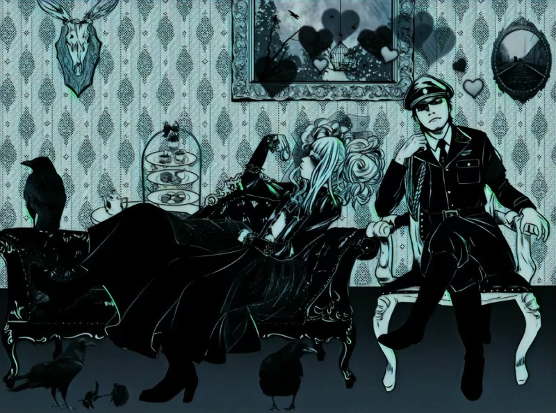 blue military uniform heart black rose crow raven Reo (lynch.) Yuusuke (lynch.) gothic music lynch. Image