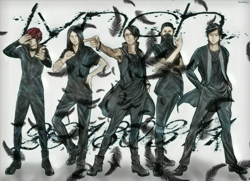 black Reo (lynch.) Asanao (lynch.) Hazuki (lynch.) Akinori (lynch.) Yuusuke (lynch.) feather music lynch. Image