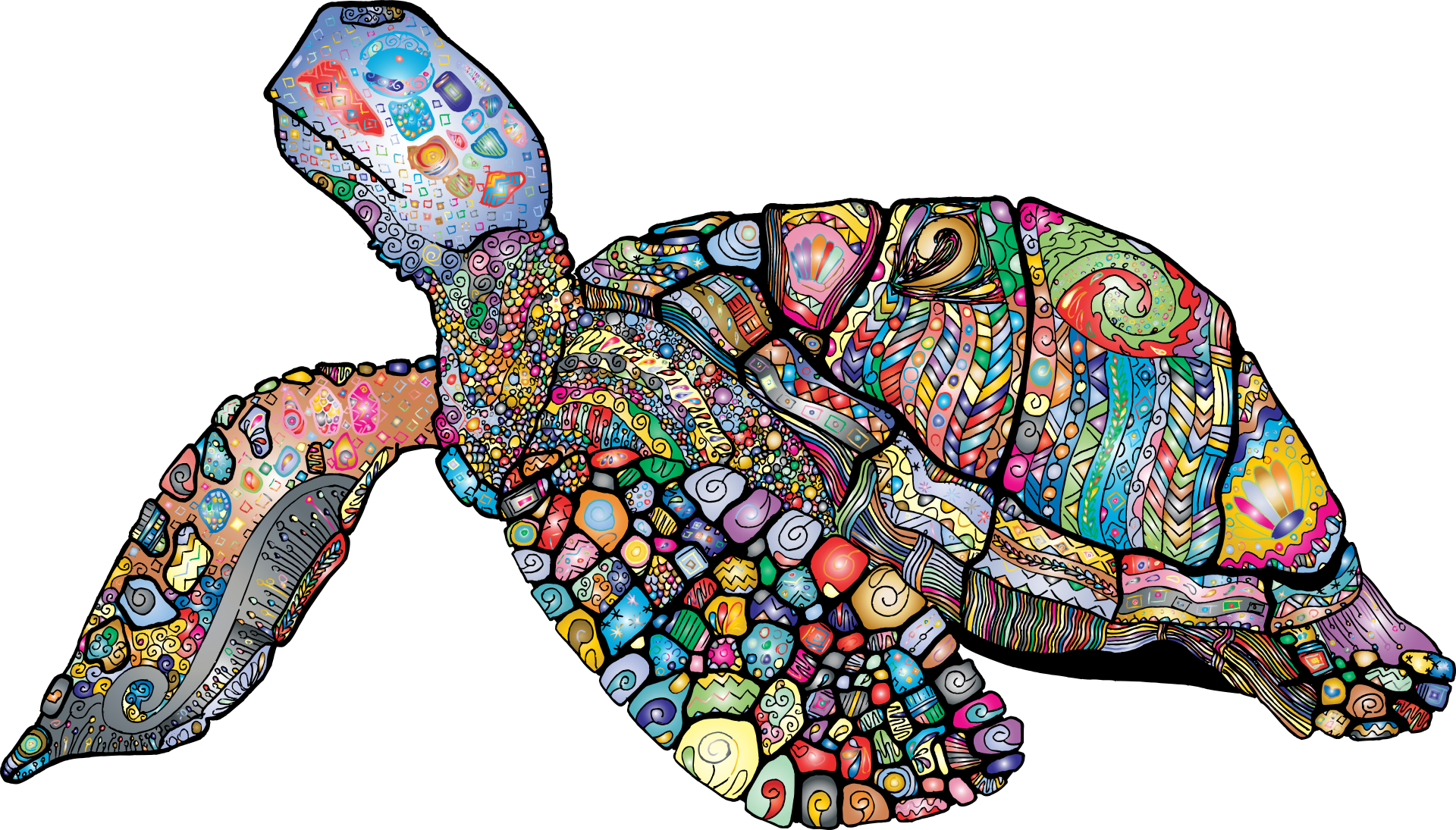 Colorful Sea Turtle, Vector Art by Gordon Johnson