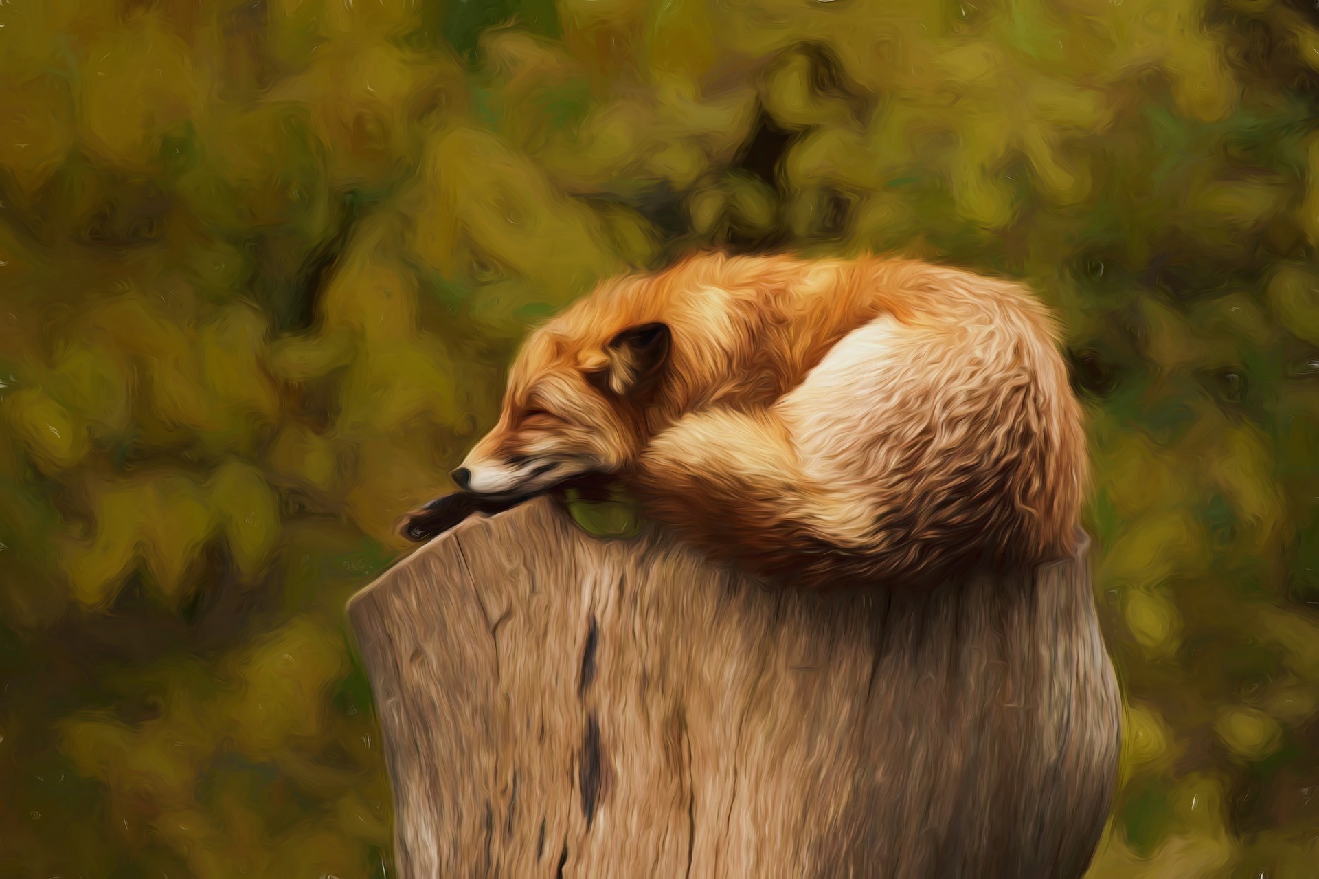 Fox on a Tree Stump by Hans Benn