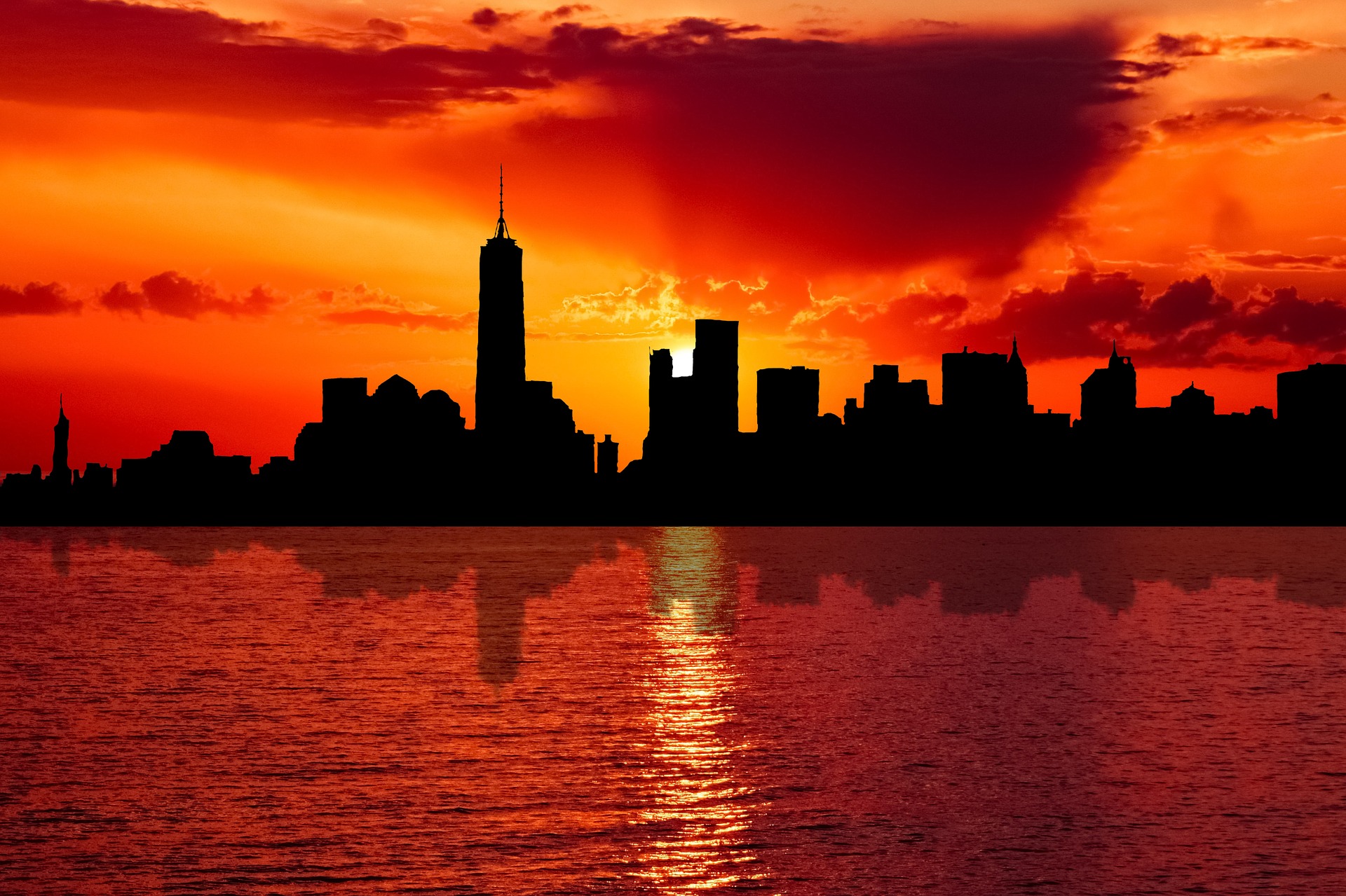 Red New York Skyline by Marisa04