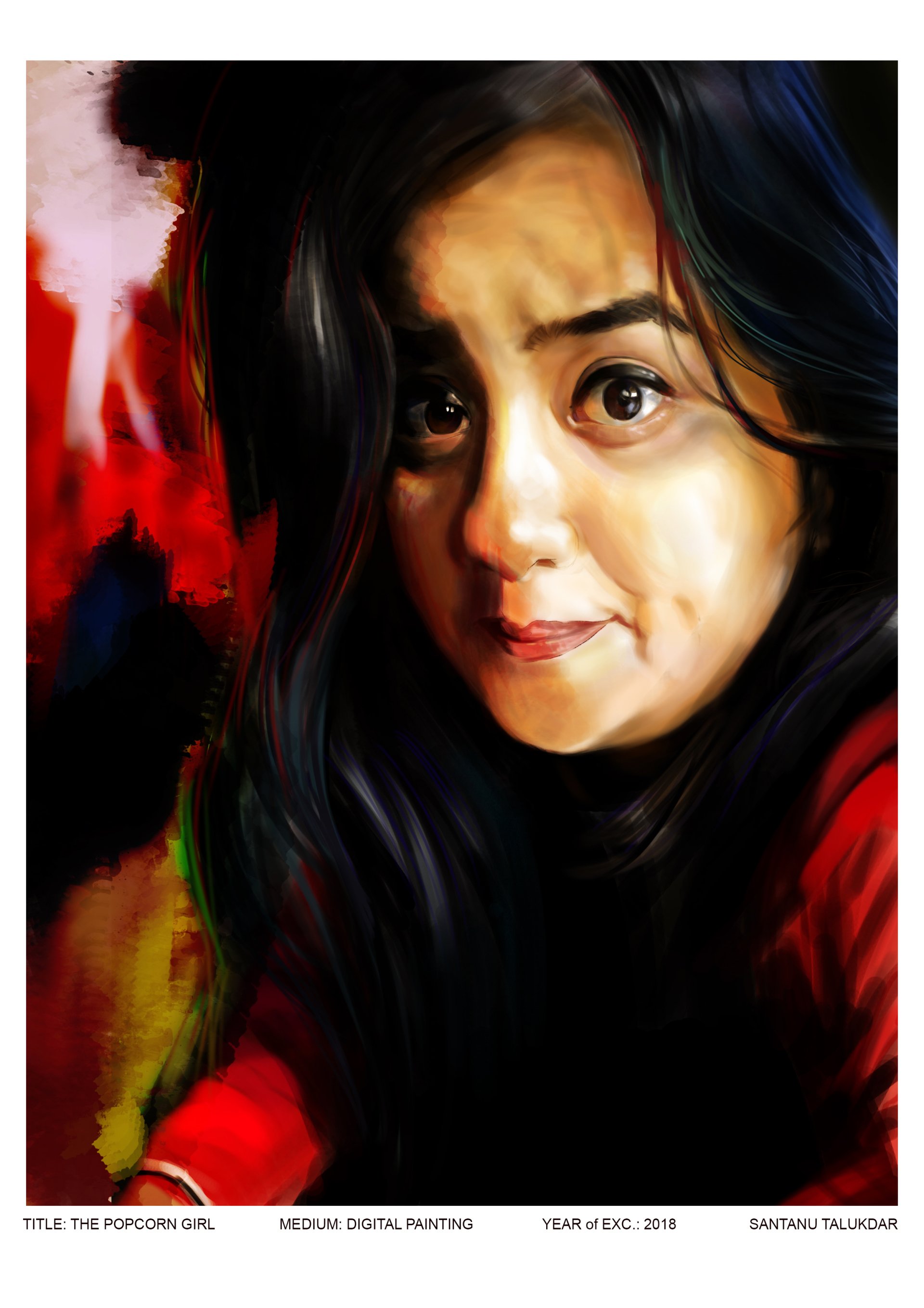 The Popcorn Girl (DIGITAL PAINTING using by Adobe Photoshop) by Santanut54