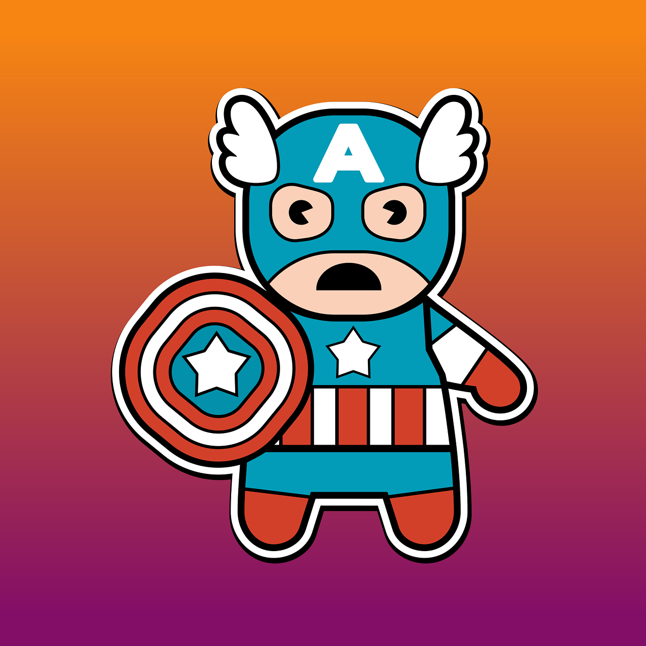 Cartoon Captain America, Avengers by Ronny Overhate