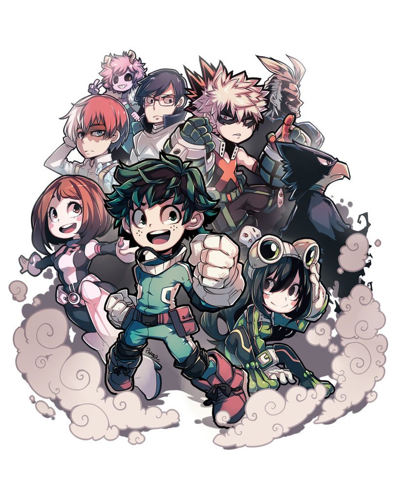 Download Tsuyu Asui Shoto Todoroki Tenya Iida Ochaco Uraraka Katsuki Bakugou Izuku Midoriya Anime My Hero Academia Art