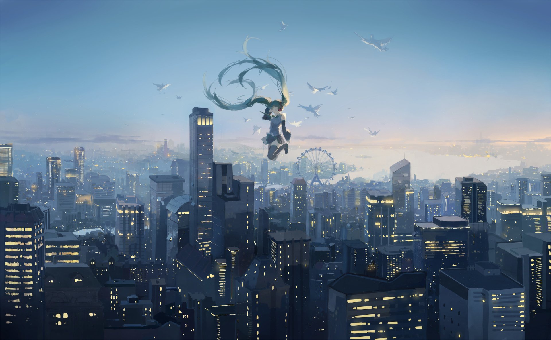 Download City Hatsune Miku Anime Vocaloid Anime City Art