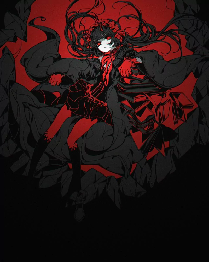 red dark Anime girl anime girl dark anime red anime dark girl Image
