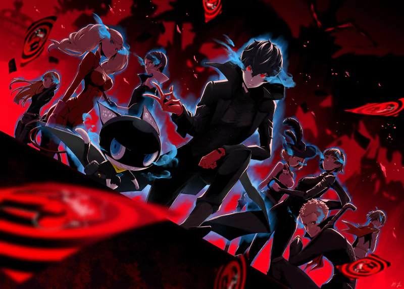 Ann Takamaki Futaba Sakura Ryuji Sakamoto Haru Okumura Makoto Niijima Morgana (Persona) Yusuke Kitagawa Akira Kurusu Goro Akechi video game Persona 5 Image