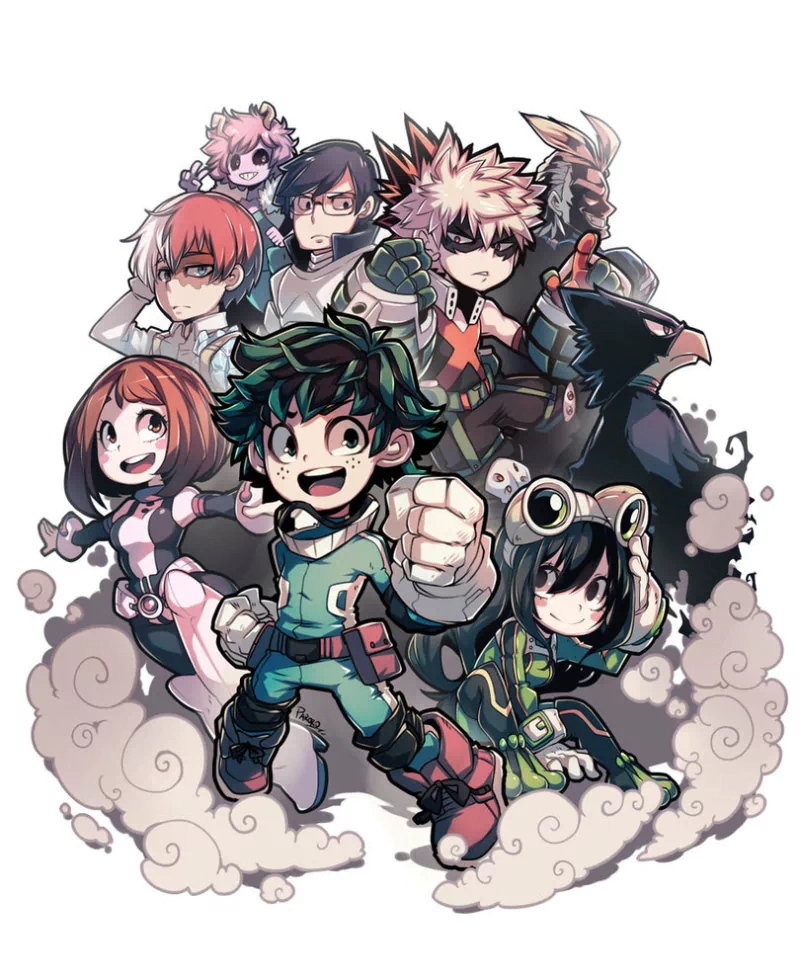 Tsuyu Asui Shoto Todoroki Tenya Iida Ochaco Uraraka Katsuki Bakugou Izuku Midoriya Anime My Hero Academia Image