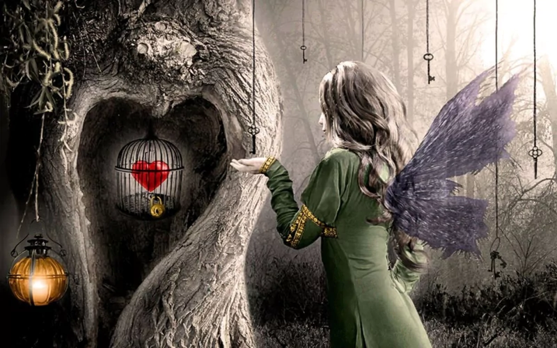 bird birdcage tree forest fantasy fairy Image
