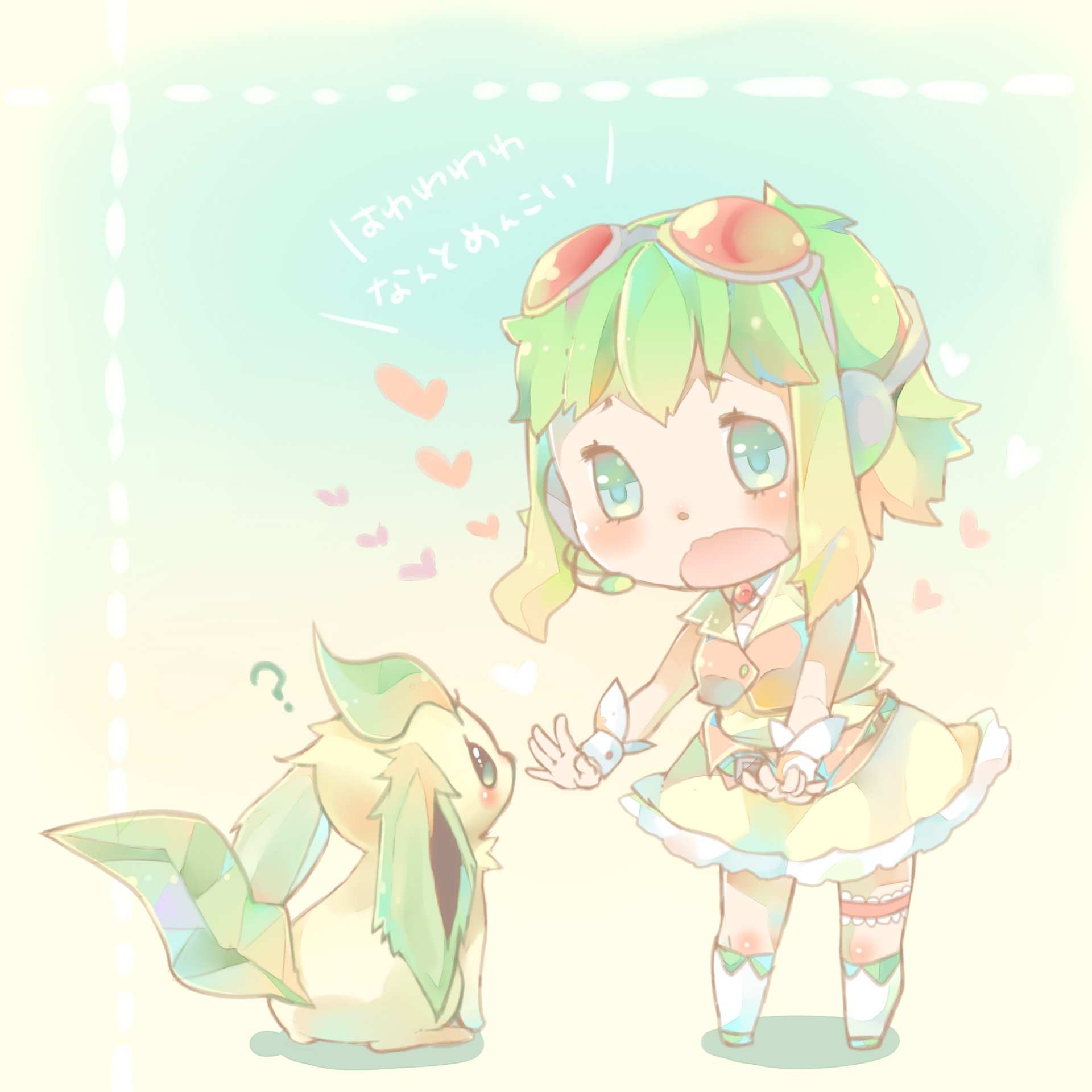 Download Vocaloid GUMI (Vocaloid) Pokemon Leafeon (Pokémon) Anime Crossover Art