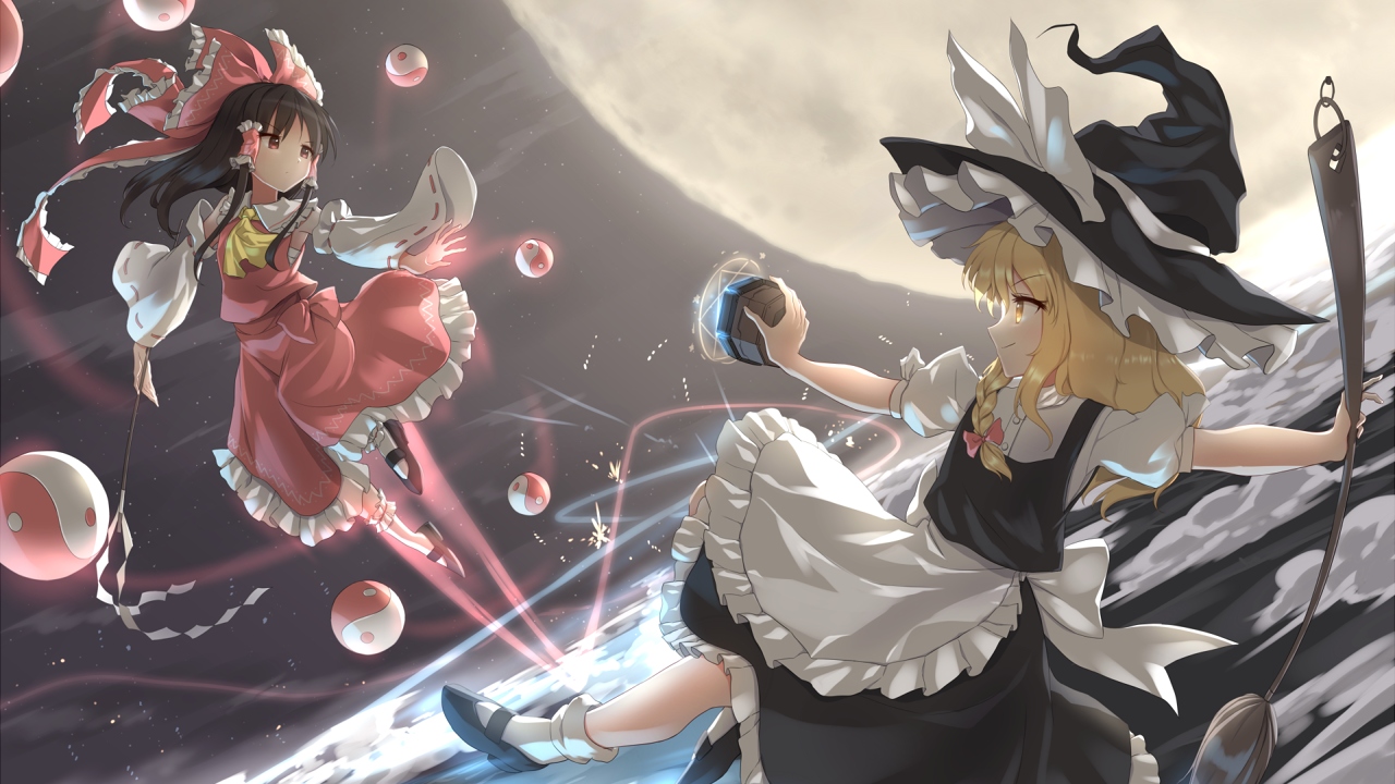 Download Marisa Kirisame Reimu Hakurei Anime Touhou Art