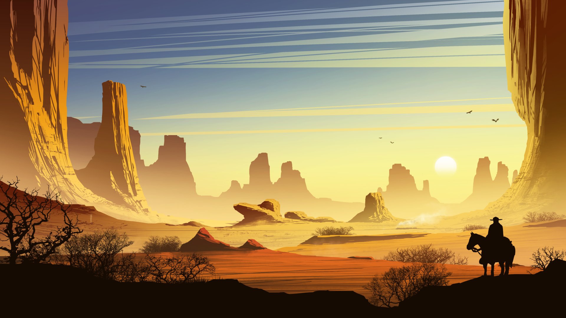 Download Panorama Desert Artistic Cowboy Art