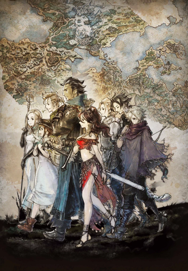 Tressa Colozone Therion (Octopath Traveler) Primrose Azelhart Ophilia Clement Olberic Eisenberg H'aanit (Octopath Traveler) Cyrus Albright Alfyn Greengrass video game Octopath Traveler Image