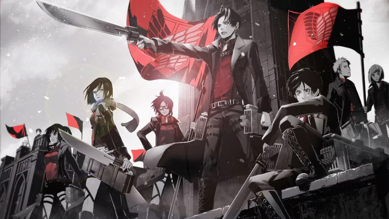Survey Cops Mikasa Ackerman Eren Yeager Levi Ackerman Anime Attack on Titan Eren & Mikasa Image