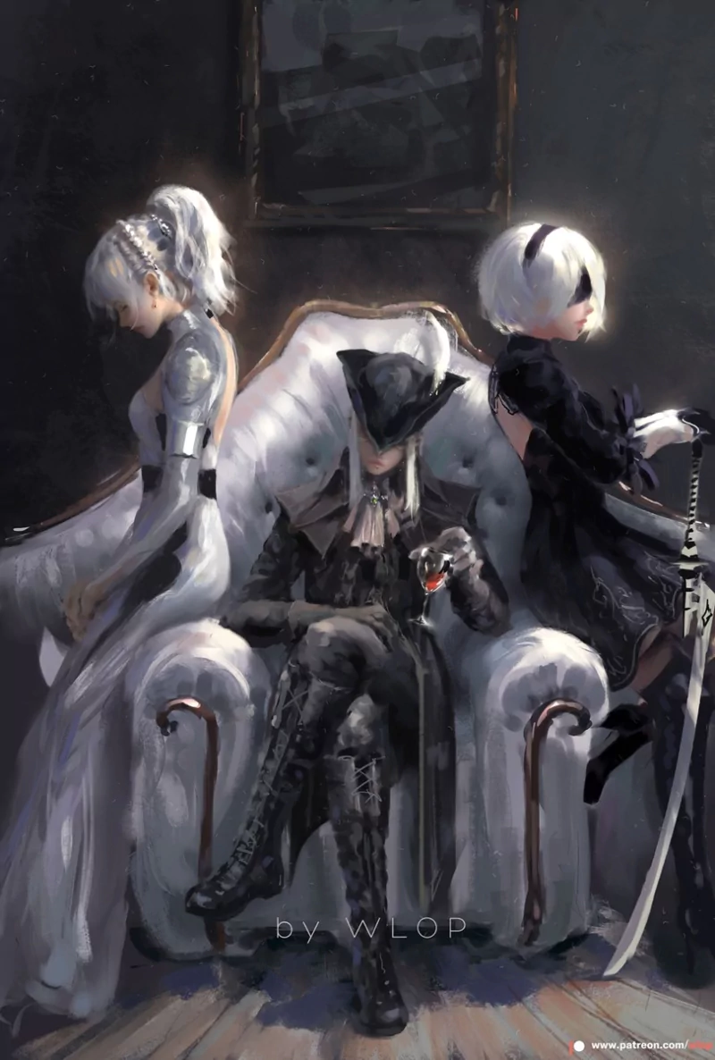 NieR: Automata Final Fantasy XV Bloodborne Lady Maria (Bloodborne) YoRHa No.2 Type B Lunafreya Nox Fleuret video game crossover Image