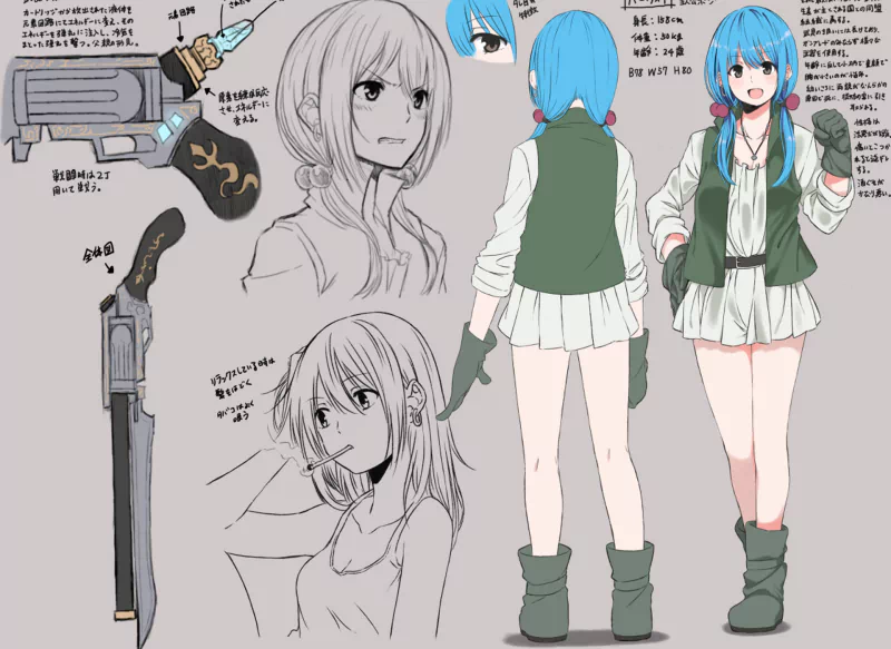 blue hair Anime Original Image