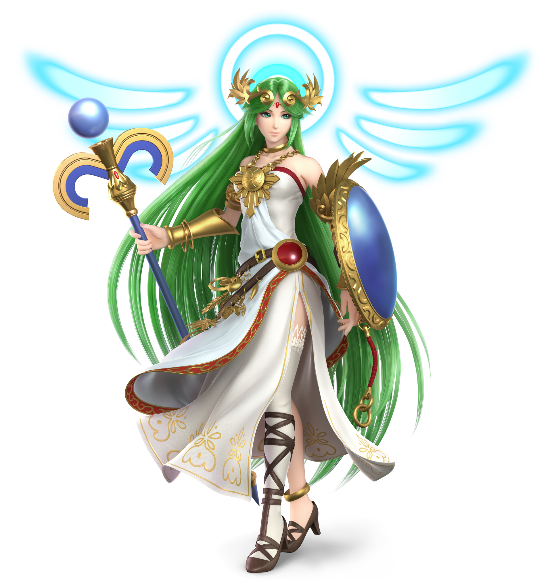 Download Green Hair Goddess Palutena (Kid Icarus) Video Game Super Smash Bros. Ultimate Art