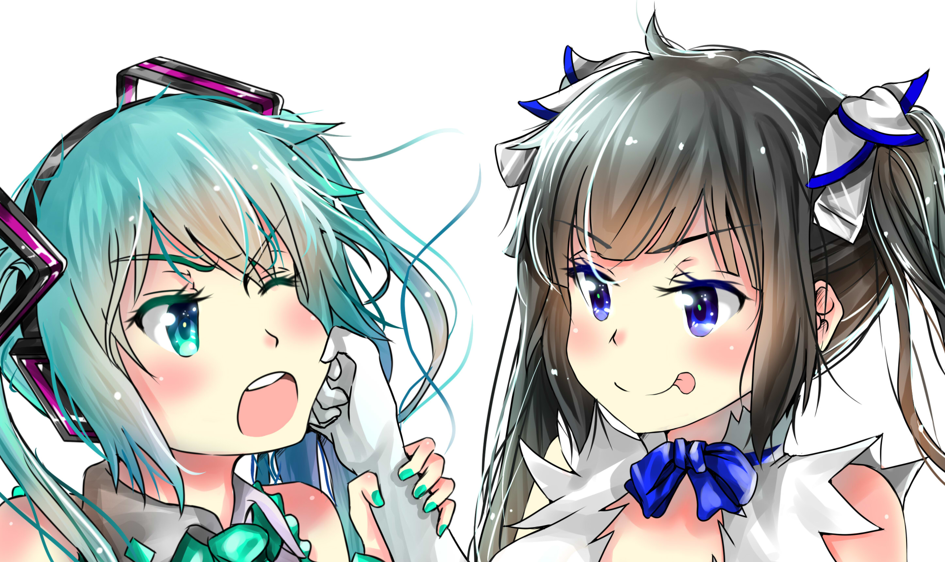 Download Hestia (DanMachi) Hatsune Miku Anime Crossover Art