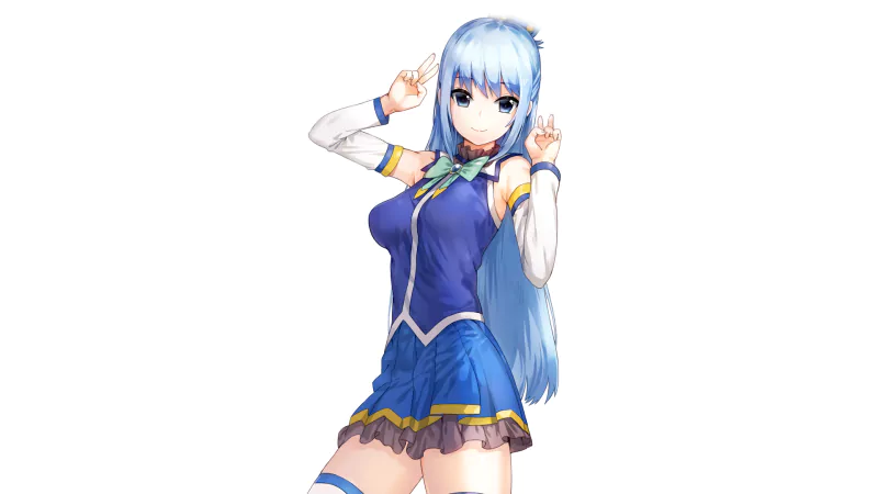 skirt blue eyes smile blue hair long hair KonoSuba Aqua (KonoSuba) Anime KonoSuba - God’s blessing on this wonderful world!! Image