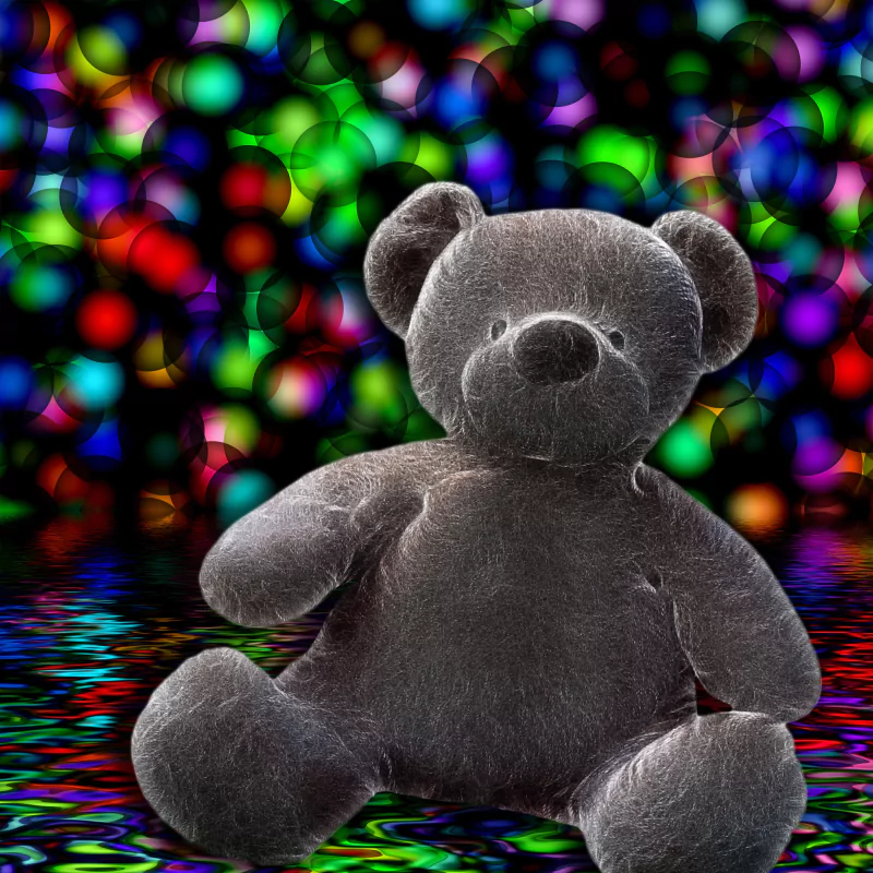  Teddy bear in colorful water